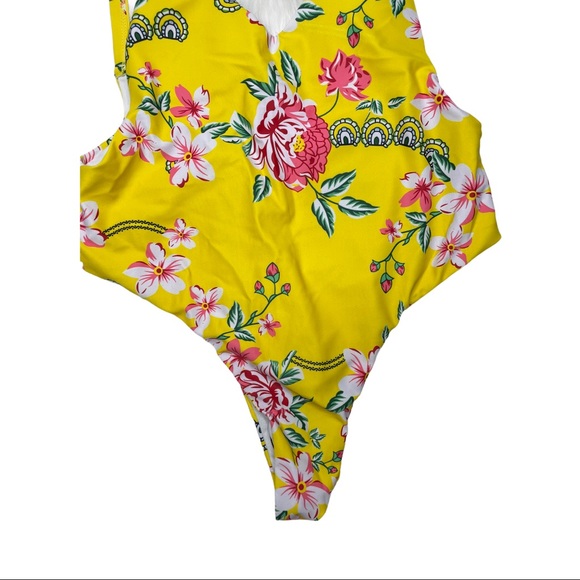 Bathing Suit 🛍️New Yellow Floral One Piece Backless cheeky medium clearance - Picture 7 of 14
